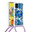 Funda Silicona Carcasa Goma Bling-Bling con Acollador Cordon Lanyard S02 para Samsung Galaxy A51 4G Azul