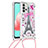 Funda Silicona Carcasa Goma Bling-Bling con Acollador Cordon Lanyard S02 para Samsung Galaxy M32 5G Multicolor