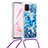 Funda Silicona Carcasa Goma Bling-Bling con Acollador Cordon Lanyard S02 para Samsung Galaxy Note 10 Lite Azul