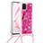Funda Silicona Carcasa Goma Bling-Bling con Acollador Cordon Lanyard S02 para Samsung Galaxy Note 10 Lite Rosa Roja