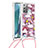 Funda Silicona Carcasa Goma Bling-Bling con Acollador Cordon Lanyard S02 para Samsung Galaxy Note 20 5G Rojo