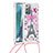 Funda Silicona Carcasa Goma Bling-Bling con Acollador Cordon Lanyard S02 para Samsung Galaxy Note 20 5G Rosa