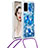 Funda Silicona Carcasa Goma Bling-Bling con Acollador Cordon Lanyard S02 para Samsung Galaxy S20 5G Azul