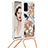 Funda Silicona Carcasa Goma Bling-Bling con Acollador Cordon Lanyard S02 para Samsung Galaxy S20 5G Oro