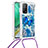 Funda Silicona Carcasa Goma Bling-Bling con Acollador Cordon Lanyard S02 para Xiaomi Mi 10T 5G Azul