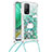 Funda Silicona Carcasa Goma Bling-Bling con Acollador Cordon Lanyard S02 para Xiaomi Mi 10T 5G Verde