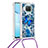 Funda Silicona Carcasa Goma Bling-Bling con Acollador Cordon Lanyard S02 para Xiaomi Mi 10T Lite 5G Azul