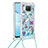 Funda Silicona Carcasa Goma Bling-Bling con Acollador Cordon Lanyard S02 para Xiaomi Mi 10T Lite 5G Azul Cielo