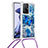 Funda Silicona Carcasa Goma Bling-Bling con Acollador Cordon Lanyard S02 para Xiaomi Mi 11T 5G Azul