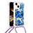 Funda Silicona Carcasa Goma Bling-Bling con Acollador Cordon Lanyard S03 para Apple iPhone 13 Azul