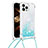 Funda Silicona Carcasa Goma Bling-Bling con Acollador Cordon Lanyard S03 para Apple iPhone 13 Pro Azul Cielo