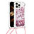 Funda Silicona Carcasa Goma Bling-Bling con Acollador Cordon Lanyard S03 para Apple iPhone 13 Pro Purpura Claro