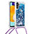 Funda Silicona Carcasa Goma Bling-Bling con Acollador Cordon Lanyard S03 para Samsung Galaxy A04s Azul