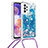 Funda Silicona Carcasa Goma Bling-Bling con Acollador Cordon Lanyard S03 para Samsung Galaxy A23 5G Azul