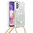 Funda Silicona Carcasa Goma Bling-Bling con Acollador Cordon Lanyard S03 para Samsung Galaxy A23 5G Plata