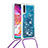 Funda Silicona Carcasa Goma Bling-Bling con Acollador Cordon Lanyard S03 para Samsung Galaxy A70S Azul