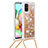 Funda Silicona Carcasa Goma Bling-Bling con Acollador Cordon Lanyard S03 para Samsung Galaxy A71 5G Oro