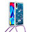 Funda Silicona Carcasa Goma Bling-Bling con Acollador Cordon Lanyard S03 para Samsung Galaxy M10 Azul