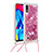 Funda Silicona Carcasa Goma Bling-Bling con Acollador Cordon Lanyard S03 para Samsung Galaxy M10 Rojo