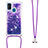 Funda Silicona Carcasa Goma Bling-Bling con Acollador Cordon Lanyard S03 para Samsung Galaxy M30s Morado