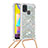 Funda Silicona Carcasa Goma Bling-Bling con Acollador Cordon Lanyard S03 para Samsung Galaxy M31 Plata