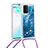 Funda Silicona Carcasa Goma Bling-Bling con Acollador Cordon Lanyard S03 para Samsung Galaxy M80S Azul