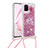 Funda Silicona Carcasa Goma Bling-Bling con Acollador Cordon Lanyard S03 para Samsung Galaxy Note 10 Lite Rojo