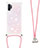 Funda Silicona Carcasa Goma Bling-Bling con Acollador Cordon Lanyard S03 para Samsung Galaxy Note 10 Plus 5G Rosa