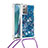 Funda Silicona Carcasa Goma Bling-Bling con Acollador Cordon Lanyard S03 para Samsung Galaxy Note 20 5G Azul