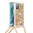 Funda Silicona Carcasa Goma Bling-Bling con Acollador Cordon Lanyard S03 para Samsung Galaxy Note 20 5G Oro