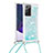 Funda Silicona Carcasa Goma Bling-Bling con Acollador Cordon Lanyard S03 para Samsung Galaxy Note 20 Ultra 5G Azul Cielo