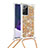 Funda Silicona Carcasa Goma Bling-Bling con Acollador Cordon Lanyard S03 para Samsung Galaxy Note 20 Ultra 5G Oro