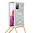 Funda Silicona Carcasa Goma Bling-Bling con Acollador Cordon Lanyard S03 para Samsung Galaxy S20 FE (2022) 5G Plata