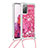 Funda Silicona Carcasa Goma Bling-Bling con Acollador Cordon Lanyard S03 para Samsung Galaxy S20 FE (2022) 5G Rosa Roja