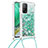 Funda Silicona Carcasa Goma Bling-Bling con Acollador Cordon Lanyard S03 para Xiaomi Mi 10T Pro 5G Verde