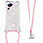 Funda Silicona Carcasa Goma Bling-Bling con Acollador Cordon Lanyard S03 para Xiaomi Mi 13 Lite 5G Rosa