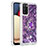 Funda Silicona Carcasa Goma Bling-Bling con Anillo de dedo Soporte S01 para Samsung Galaxy A03s Morado