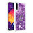 Funda Silicona Carcasa Goma Bling-Bling con Anillo de dedo Soporte S01 para Samsung Galaxy A30S Morado