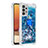 Funda Silicona Carcasa Goma Bling-Bling con Anillo de dedo Soporte S01 para Samsung Galaxy M32 5G Azul
