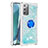 Funda Silicona Carcasa Goma Bling-Bling con Anillo de dedo Soporte S01 para Samsung Galaxy Note 20 5G Azul Cielo