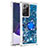 Funda Silicona Carcasa Goma Bling-Bling con Anillo de dedo Soporte S01 para Samsung Galaxy Note 20 Ultra 5G Azul