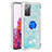 Funda Silicona Carcasa Goma Bling-Bling con Anillo de dedo Soporte S01 para Samsung Galaxy S20 FE (2022) 5G Azul Cielo