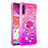Funda Silicona Carcasa Goma Bling-Bling con Anillo de dedo Soporte S02 para Samsung Galaxy A70 Rosa Roja