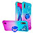 Funda Silicona Carcasa Goma Bling-Bling con Anillo de dedo Soporte S02 para Samsung Galaxy M10 Azul Cielo