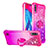 Funda Silicona Carcasa Goma Bling-Bling con Anillo de dedo Soporte S02 para Samsung Galaxy M10 Rosa Roja
