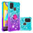 Funda Silicona Carcasa Goma Bling-Bling con Anillo de dedo Soporte S02 para Samsung Galaxy M31 Azul Cielo