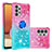 Funda Silicona Carcasa Goma Bling-Bling con Anillo de dedo Soporte S02 para Samsung Galaxy M32 5G Rosa