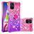 Funda Silicona Carcasa Goma Bling-Bling con Anillo de dedo Soporte S02 para Samsung Galaxy M51 Rosa Roja