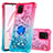 Funda Silicona Carcasa Goma Bling-Bling con Anillo de dedo Soporte S02 para Samsung Galaxy Note 10 Lite Rosa
