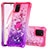 Funda Silicona Carcasa Goma Bling-Bling con Anillo de dedo Soporte S02 para Samsung Galaxy Note 10 Lite Rosa Roja